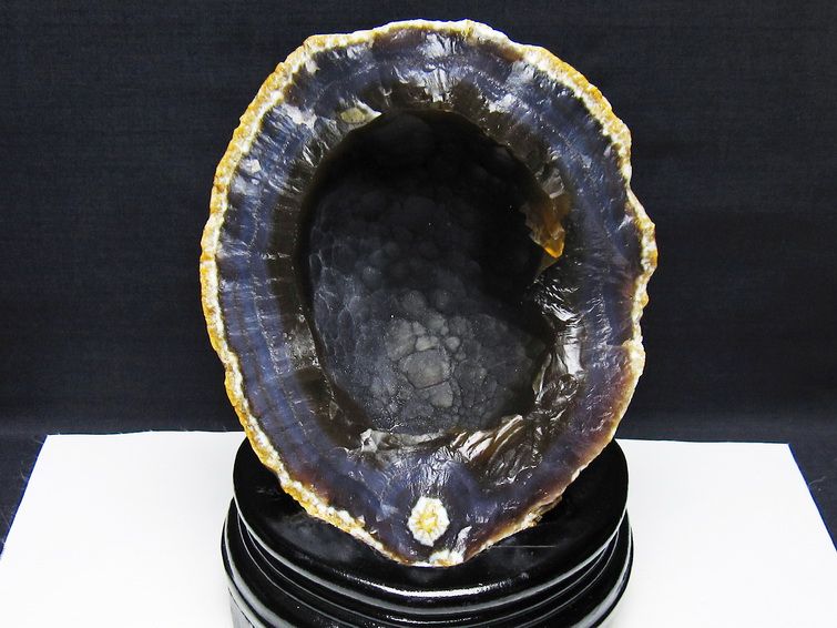 1.4Kg アゲート ジオード 原石 置物 台座付属 瑪瑙 メノウ 晶洞 一点物 181-4166