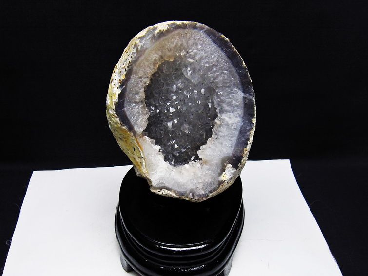 1.5Kg アゲート ジオード 原石 置物 台座付属 瑪瑙 メノウ 晶洞 一点物 181-4167