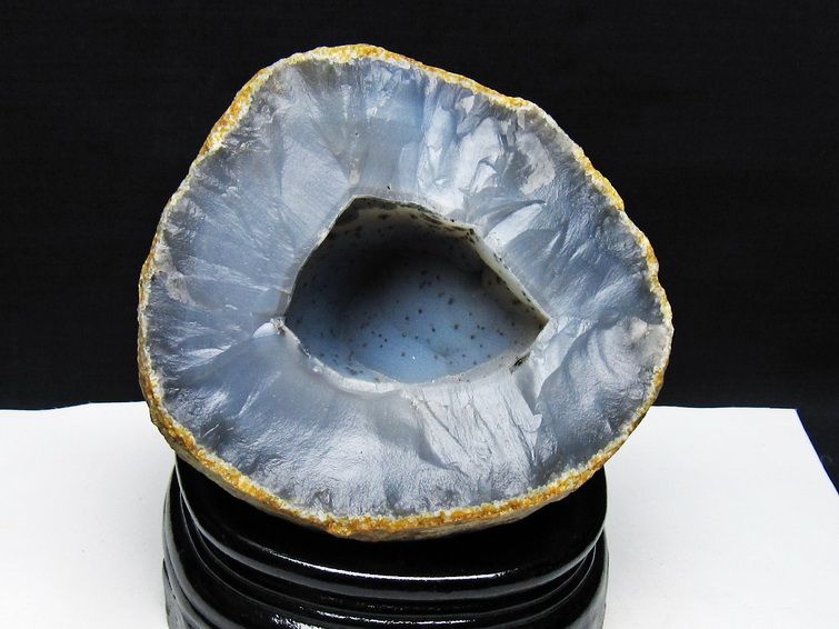 1.6Kg アゲート ジオード 原石 置物 台座付属 瑪瑙 メノウ 晶洞 一点物 181-4169