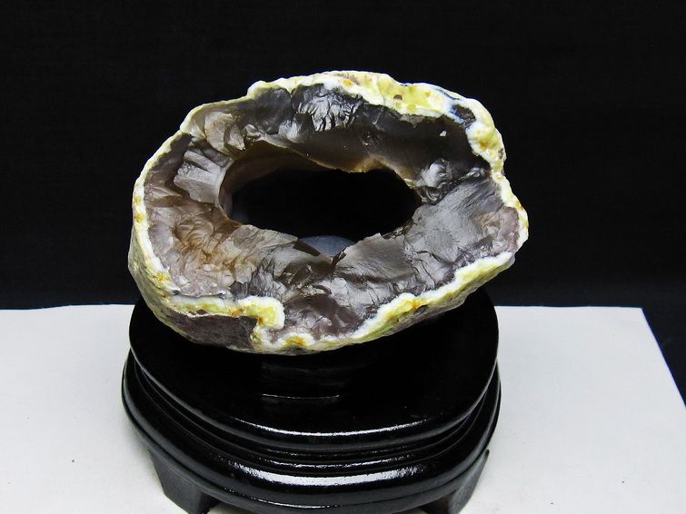1.4Kg アゲート ジオード 原石 置物 台座付属 瑪瑙 メノウ 晶洞 一点物 181-4172