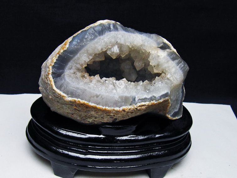 1.1Kg アゲート ジオード 原石 置物 台座付属 瑪瑙 メノウ 晶洞 一点物 181-4173