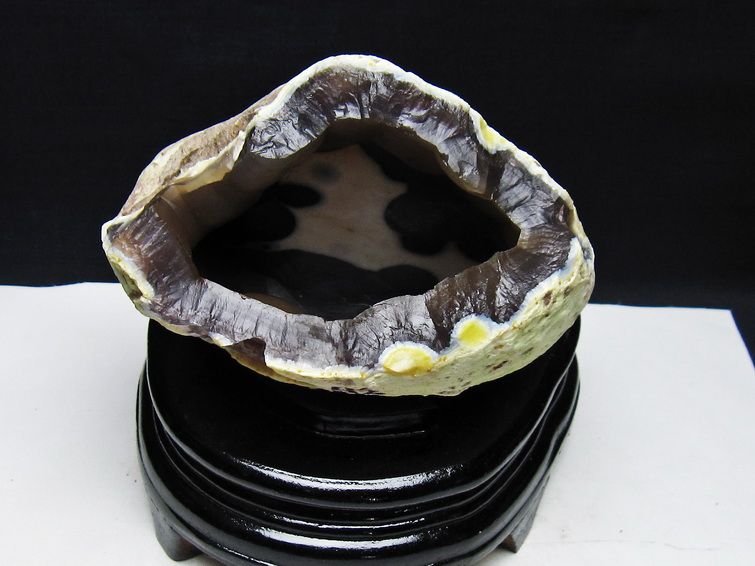1Kg アゲート ジオード 原石 置物 台座付属 瑪瑙 メノウ 晶洞 一点物 181-4174