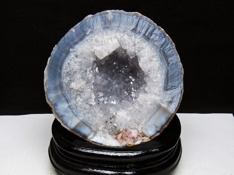 1.3Kg アゲート ジオード 原石 置物 台座付属 瑪瑙 メノウ 晶洞 一点物 181-4175