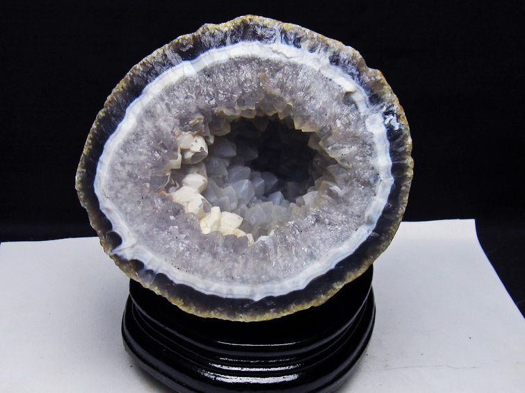 1.7Kg アゲート ジオード 原石 置物 台座付属 瑪瑙 メノウ 晶洞 一点物 181-4178