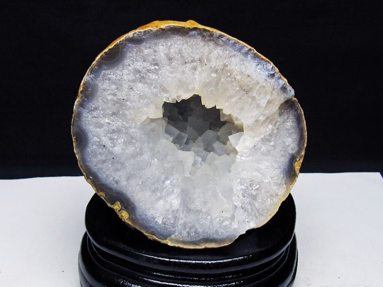 1.1Kg アゲート ジオード 原石 置物 台座付属 瑪瑙 メノウ 晶洞 一点物 181-4180
