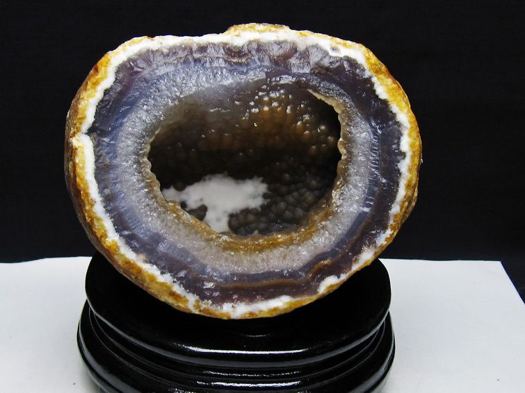 1.3Kg アゲート ジオード 原石 置物 台座付属 瑪瑙 メノウ 晶洞 一点物 181-4181