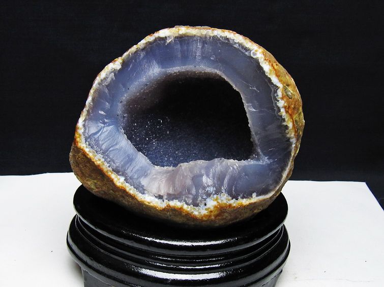 1Kg アゲート ジオード 原石 置物 台座付属 瑪瑙 メノウ 晶洞 一点物 181-4183