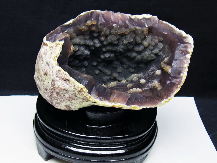 1.2Kg アゲート ジオード 原石 置物 台座付属 瑪瑙 メノウ 晶洞 一点物 181-4188