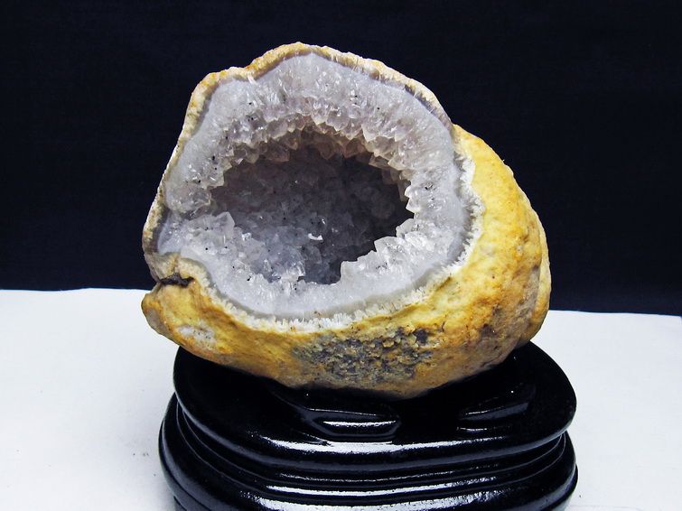 アゲート ジオード 原石 置物 台座付属 瑪瑙 メノウ 晶洞 一点物 181-4192