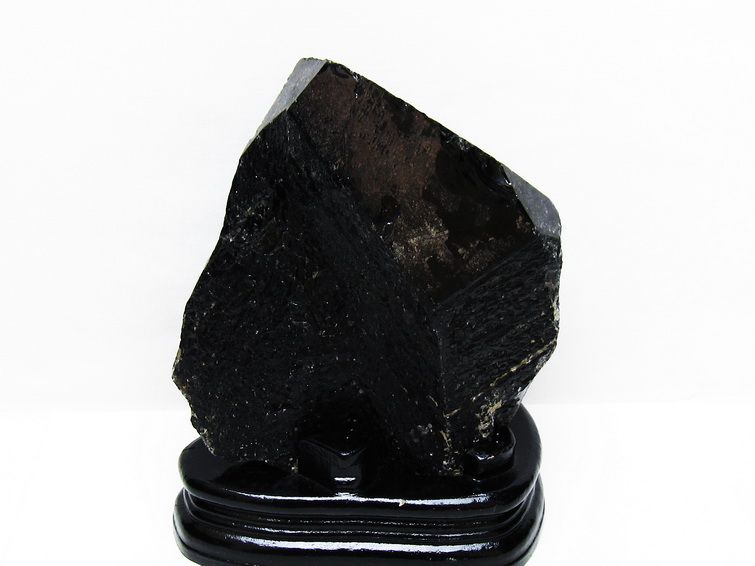 1.3Kg 黒水晶 原石 モリオン 原石 山東省産 台座付属 一点物 181-4522