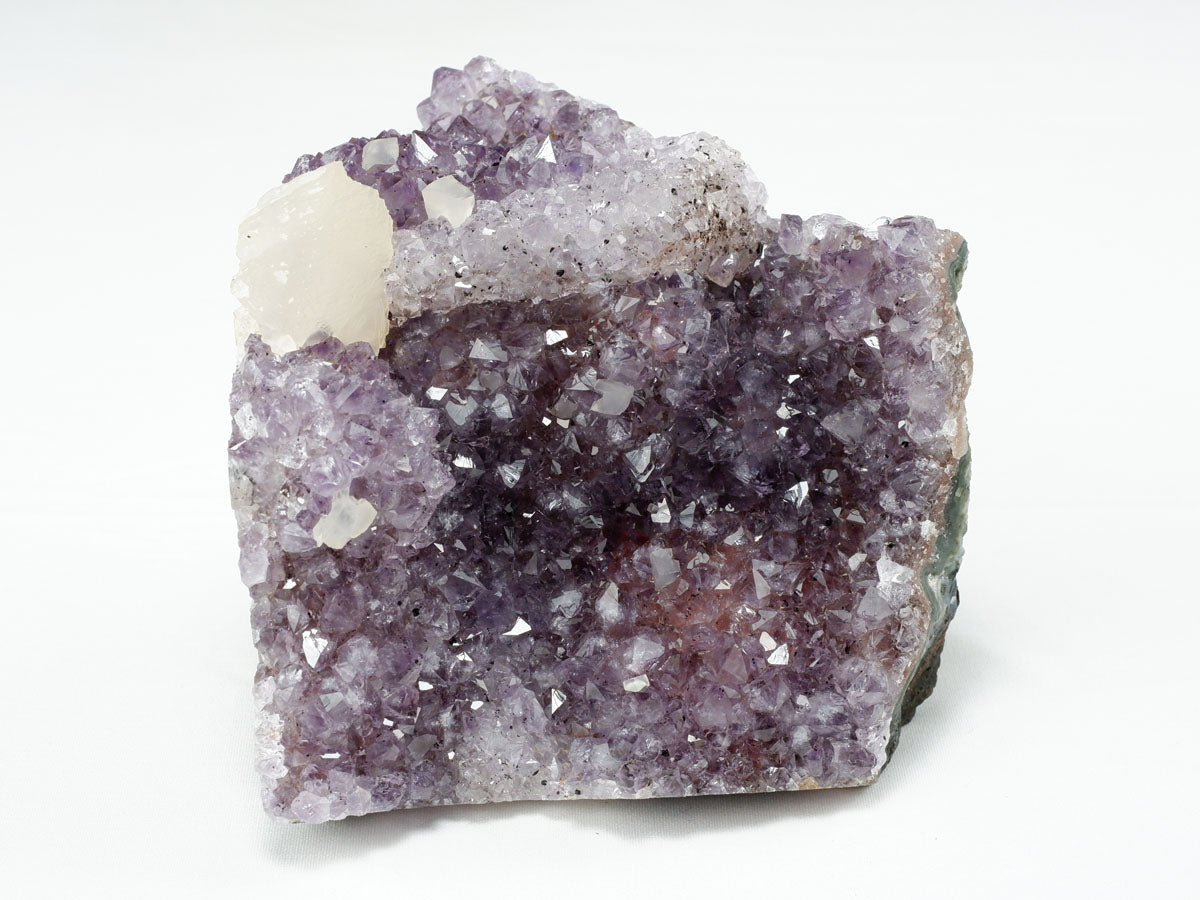 アメジスト クラスター ウルグアイ産 アメジスト 原石 置物 amethyst アメシスト 台座付属 カルサイト付き 花型 一点物  182-6224