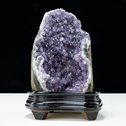 1.8Kg アメジスト クラスター ウルグアイ産 アメジスト 原石 amethyst 台座付属 花型 一点物  182-6438