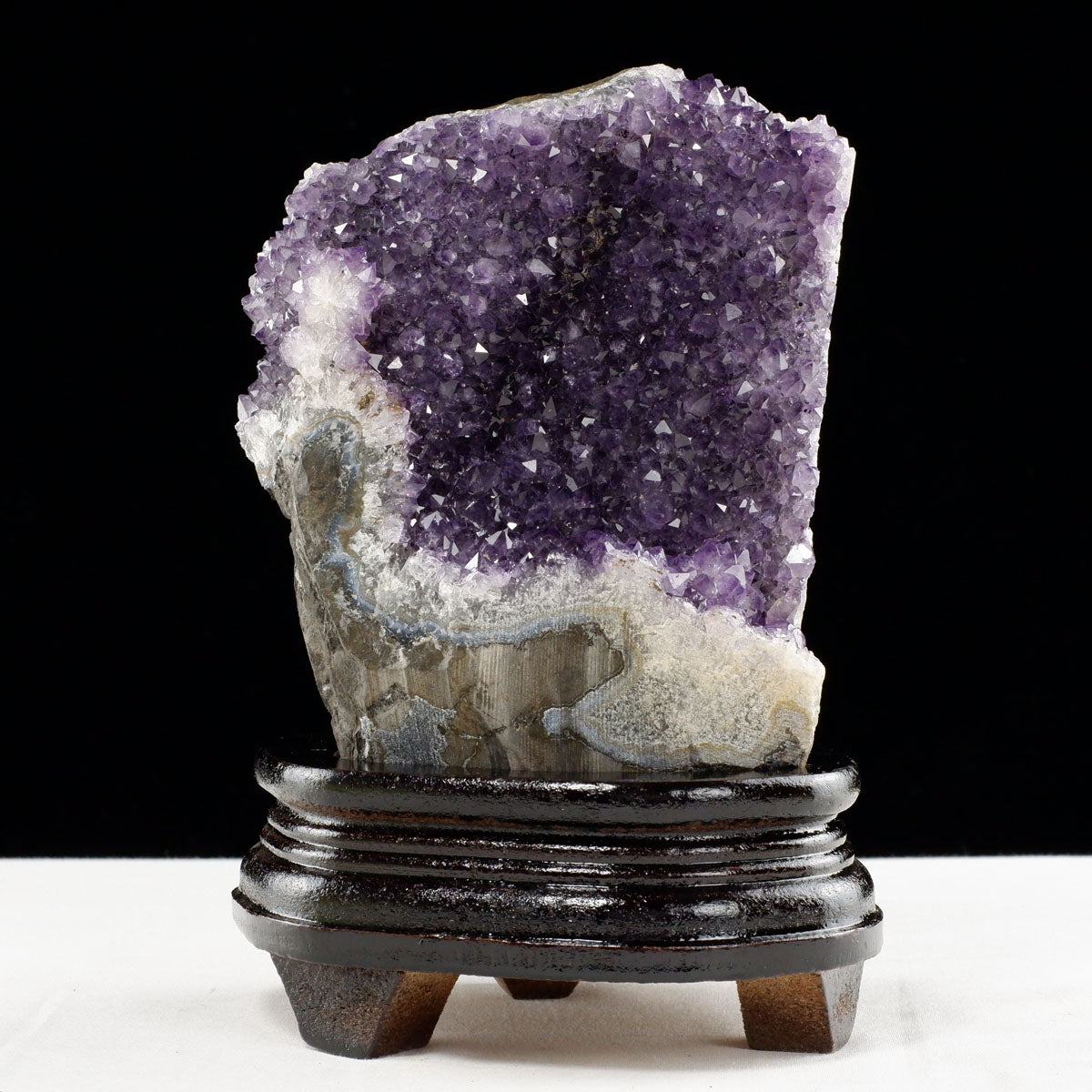 1.8Kg アメジスト クラスター ウルグアイ産 アメジスト 原石 amethyst 台座付属 花型 一点物  182-6439