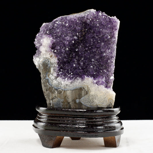 1.8Kg アメジスト クラスター ウルグアイ産 アメジスト 原石 amethyst 台座付属 花型 一点物  182-6439