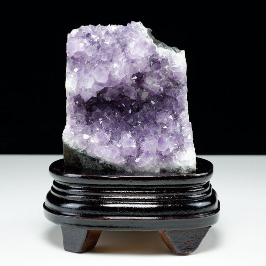 1.1Kg アメジスト クラスター ウルグアイ産 アメジスト 原石 amethyst 台座付属 花型 一点物  182-6464
