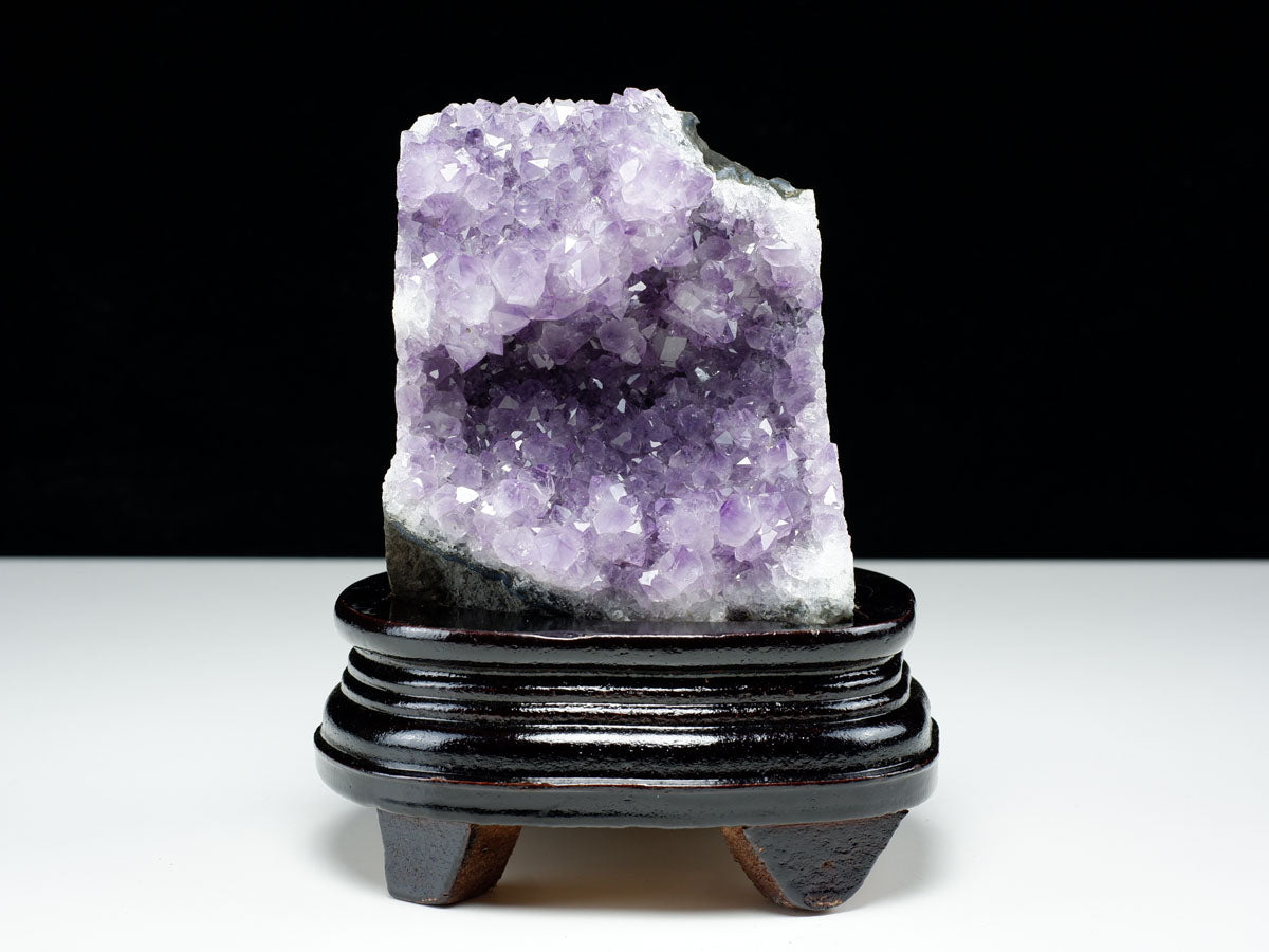 1.1Kg アメジスト クラスター ウルグアイ産 アメジスト 原石 amethyst 台座付属 花型 一点物  182-6464
