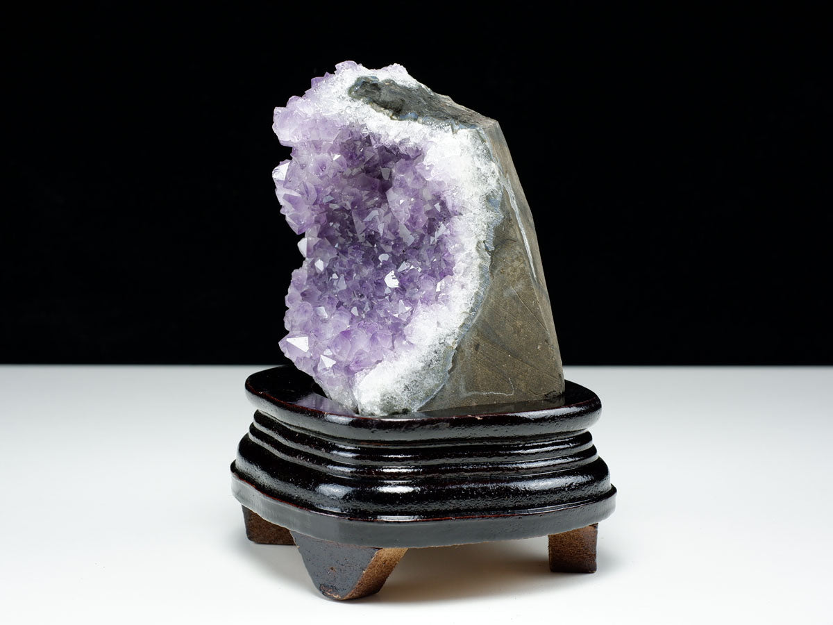 1.1Kg アメジスト クラスター ウルグアイ産 アメジスト 原石 amethyst 台座付属 花型 一点物  182-6464