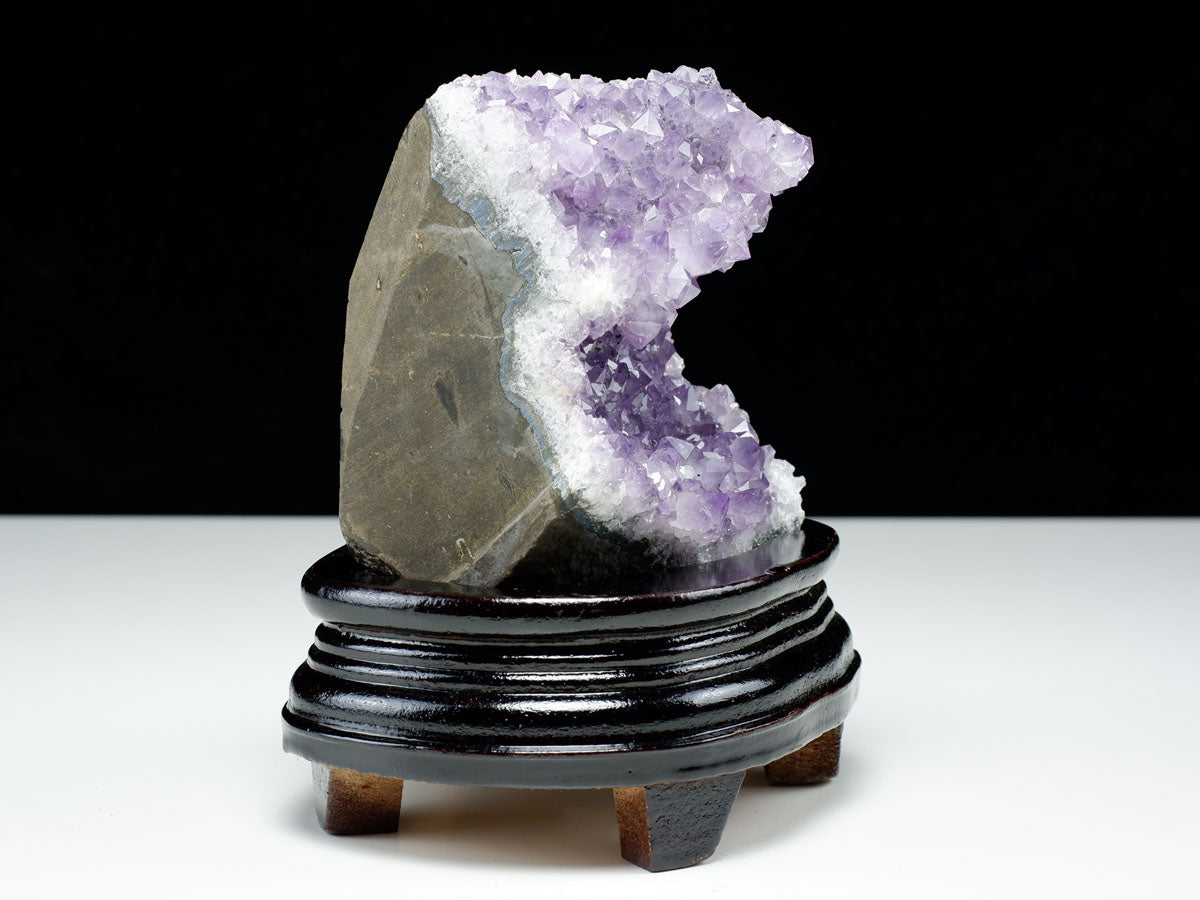 1.1Kg アメジスト クラスター ウルグアイ産 アメジスト 原石 amethyst 台座付属 花型 一点物  182-6464