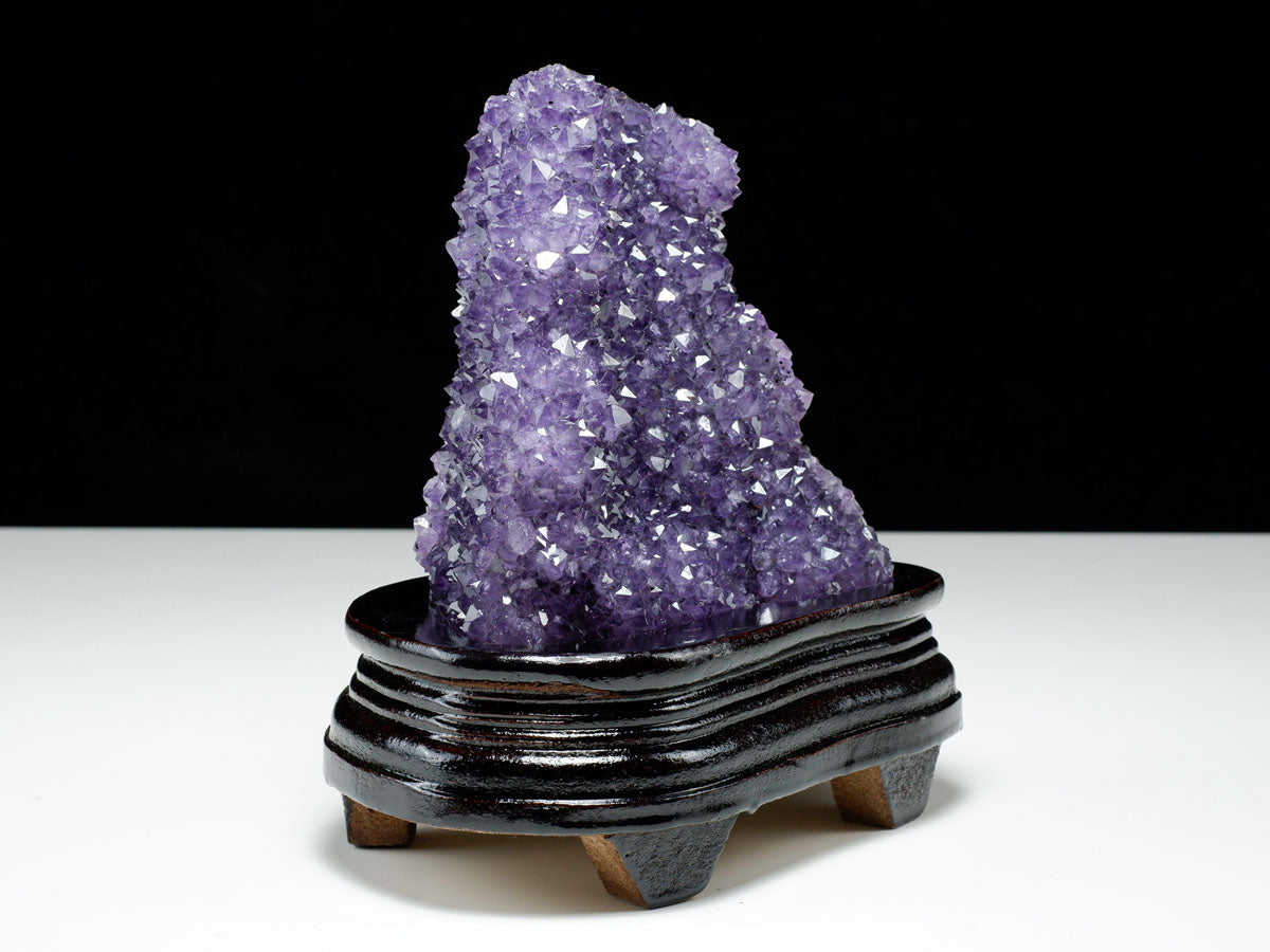 1.2Kg アメジスト クラスター ウルグアイ産 アメジスト 原石 amethyst 台座付属 花型 一点物  182-6481