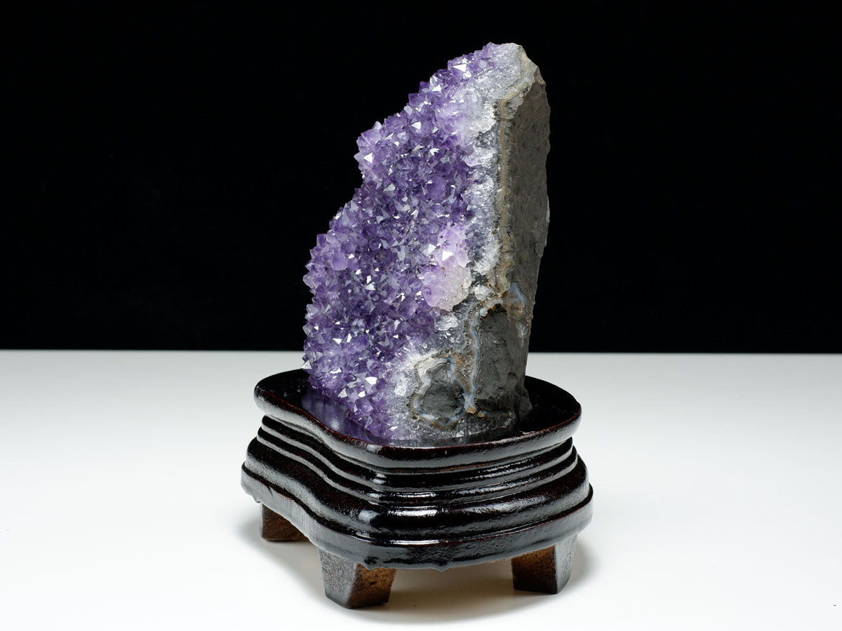 1.2Kg アメジスト クラスター ウルグアイ産 アメジスト 原石 amethyst 台座付属 花型 一点物  182-6481