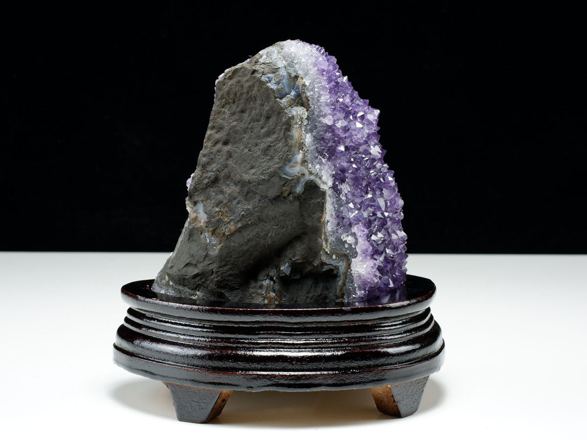 1.2Kg アメジスト クラスター ウルグアイ産 アメジスト 原石 amethyst 台座付属 花型 一点物  182-6481