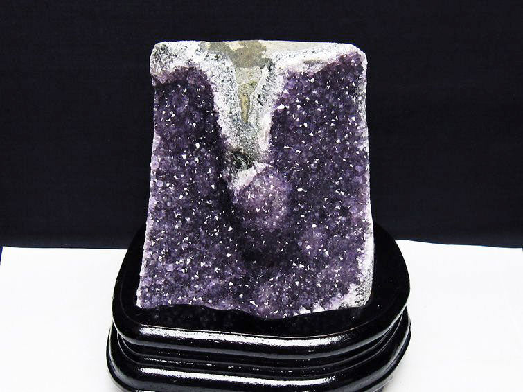 1.2Kg アメジスト クラスター ウルグアイ産 アメジスト 原石 amethyst 台座付属 花型 一点物  182-7054