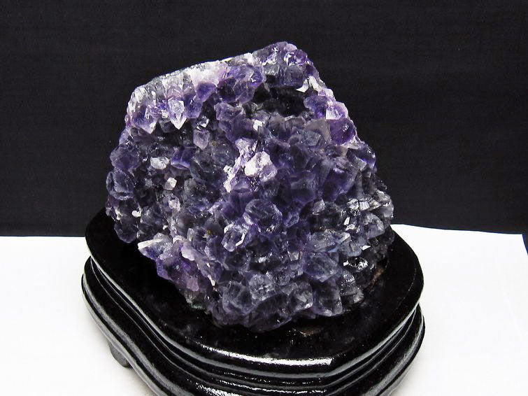 1.1Kg アメジスト クラスター ウルグアイ産 アメジスト 原石 amethyst 台座付属 花型 一点物  182-7141