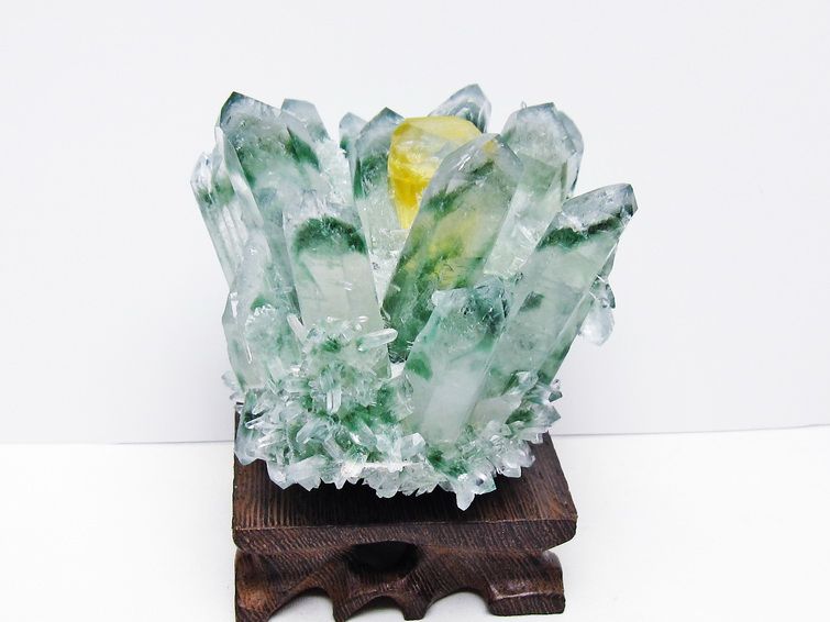 緑水晶 クラスター 原石 台座付属 一点物 182-7382