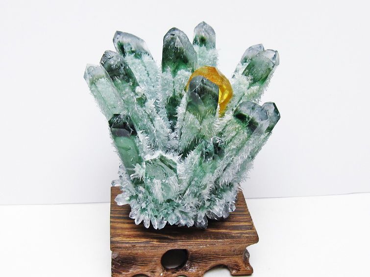 緑水晶 クラスター 原石 台座付属 一点物 182-7383