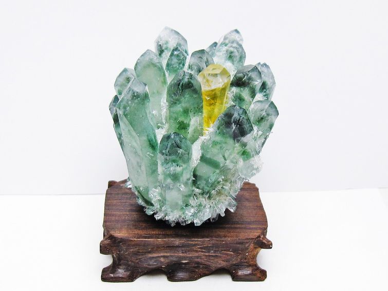 緑水晶 クラスター 原石 台座付属 一点物  182-7392