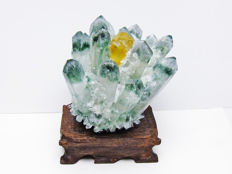 緑水晶 クラスター 原石 台座付属 一点物 182-7394