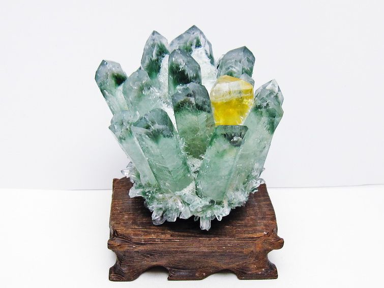 緑水晶 クラスター 原石 台座付属 一点物 182-7396