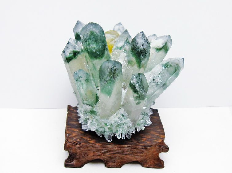緑水晶 クラスター 原石 台座付属 一点物  182-7405