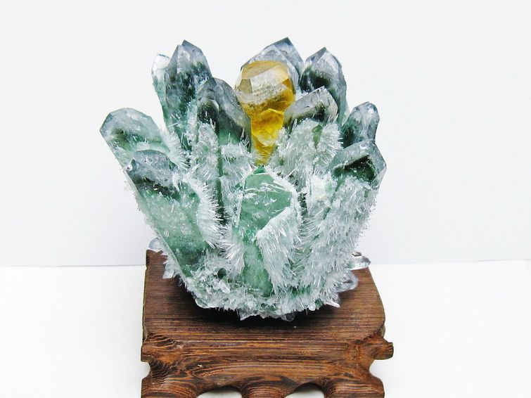 緑水晶 クラスター 原石 台座付属 一点物  182-7409