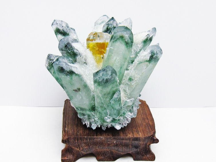 緑水晶 クラスター 原石 台座付属 一点物 182-7414