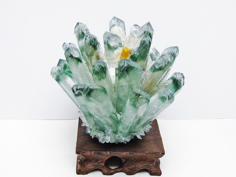 緑水晶 クラスター 原石 台座付属 一点物  182-7419