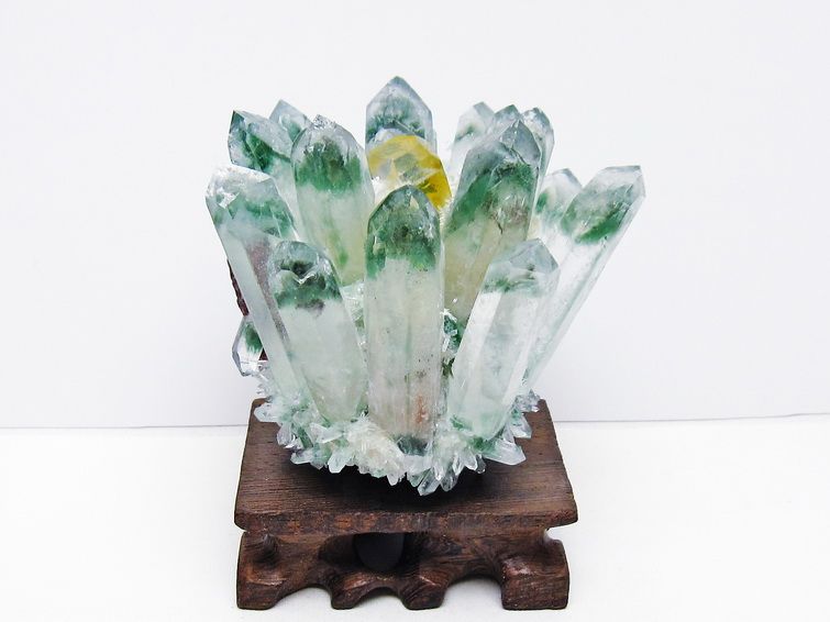 緑水晶 クラスター 原石 台座付属 一点物 182-7430