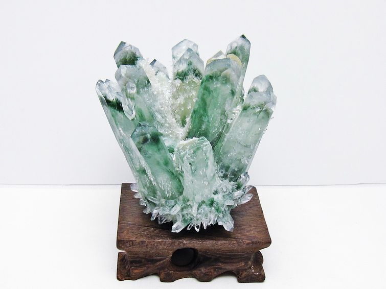 緑水晶 クラスター 原石 台座付属 一点物 182-7431