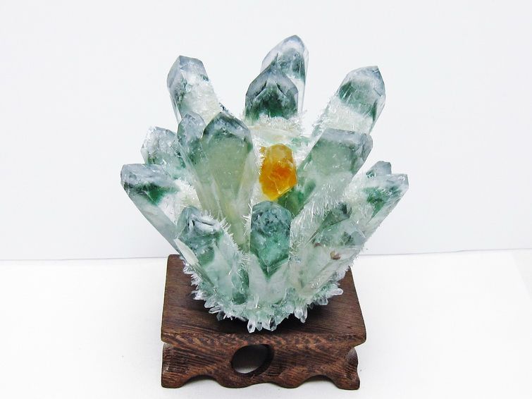 緑水晶 クラスター 原石 台座付属 一点物 182-7439