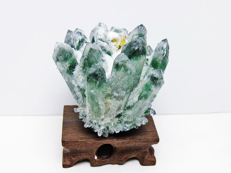 緑水晶 クラスター 原石 台座付属 一点物 182-7442