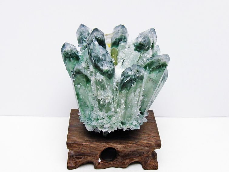 緑水晶 クラスター 原石 台座付属 一点物 182-7444