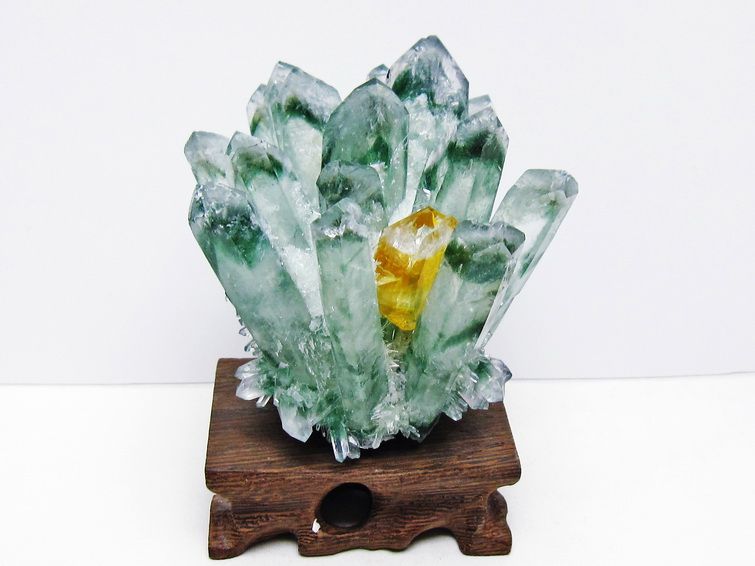 緑水晶 クラスター 原石 台座付属 一点物 182-7445