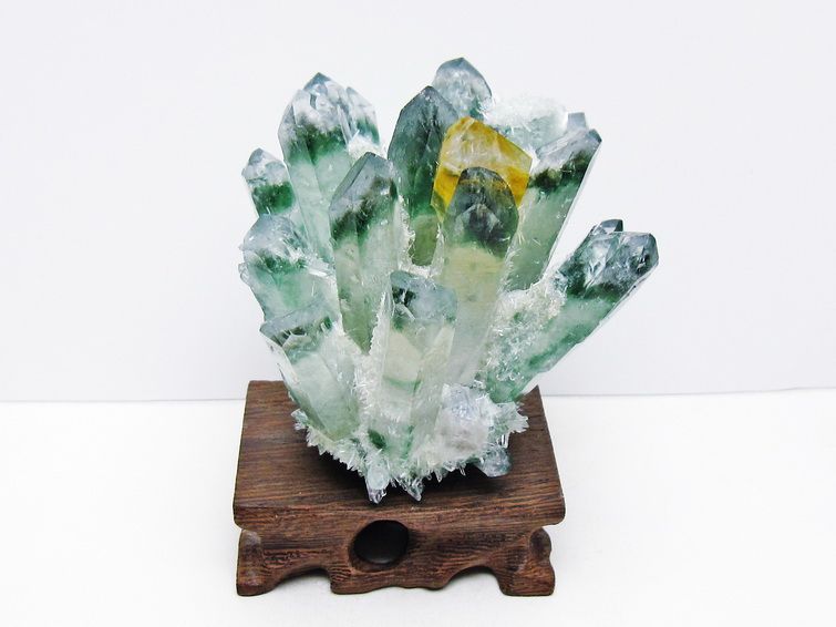 緑水晶 クラスター 原石 台座付属 一点物 182-7448