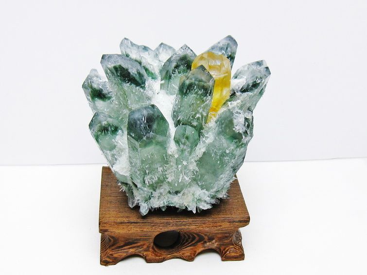 緑水晶 クラスター 原石 台座付属 一点物 182-7450