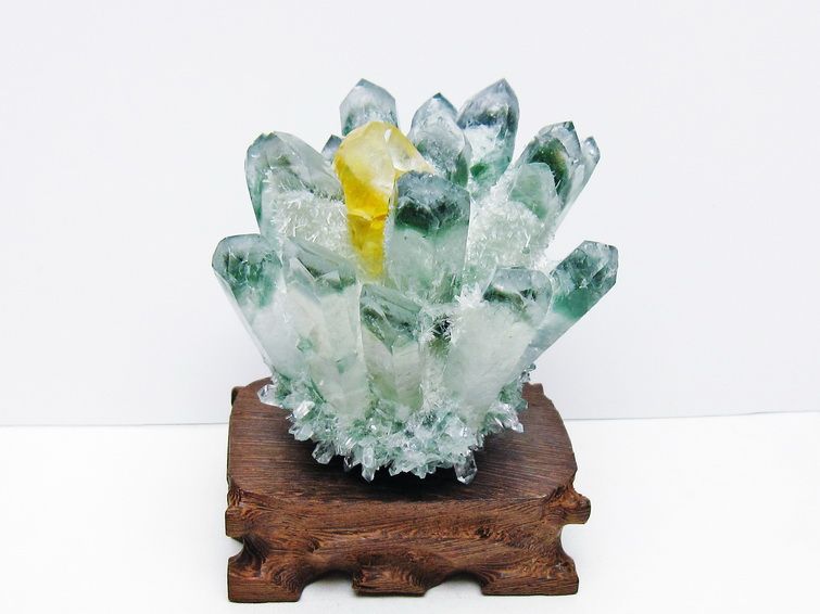 緑水晶 クラスター 原石 台座付属 一点物 182-7454