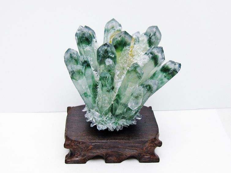 緑水晶 クラスター 原石 台座付属 一点物 182-7459