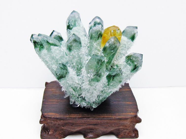 緑水晶 クラスター 原石 台座付属 一点物 182-7474