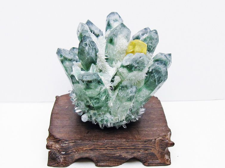 緑水晶 クラスター 原石 台座付属 一点物 182-7480