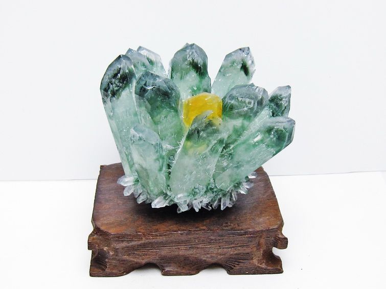 緑水晶 クラスター 原石 台座付属 一点物 182-7485