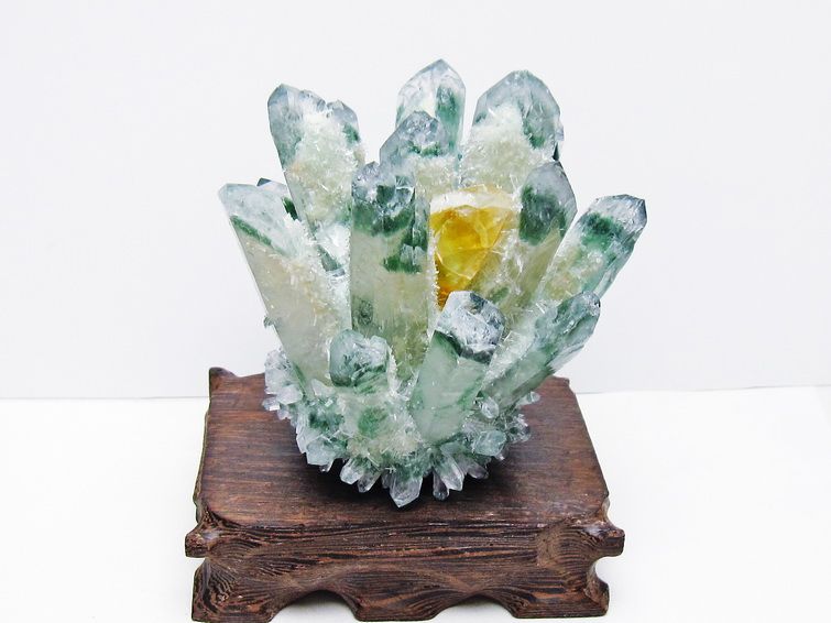 緑水晶 クラスター 原石 台座付属 一点物 182-7492